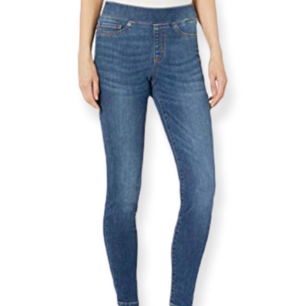 Amazon Essentials Women's Pull-on Denim Jegging, Medium Blue 14 Regular